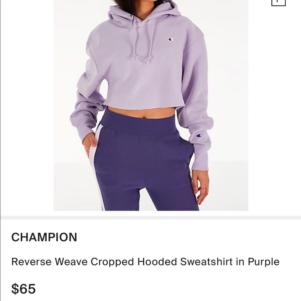 Champion lavender cropped hoodie (MAKE OFFERS🤗) - Picture 2 of 4
